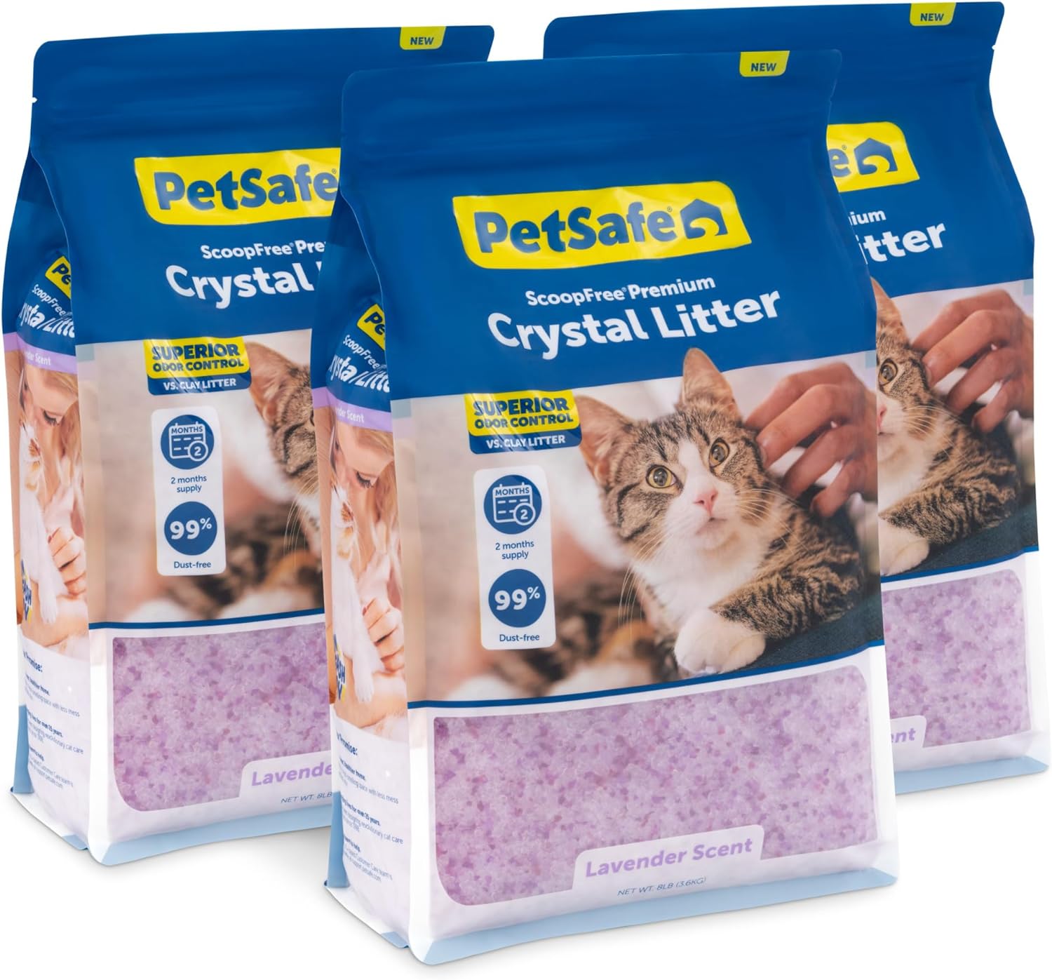 Lavender PetSafe ScoopFree Premium Fresh Crystal Litter, 3-Pack